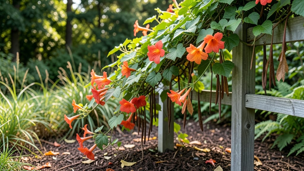 Trumpet Creeper Seed Pods: Natural Release for Hands-Off Seed Saving